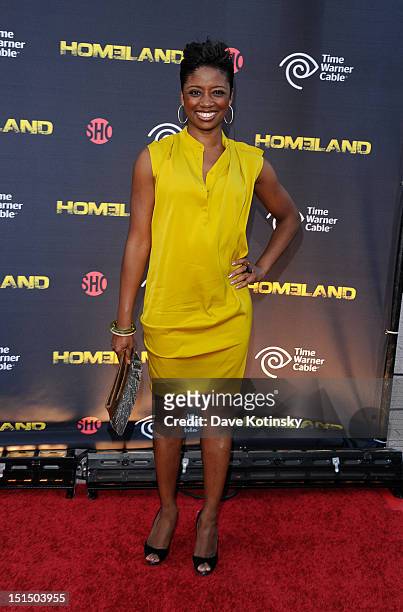 Actress/singer Montego Glover attends Time Warner Cable And Showtime Screening Of "Homeland" Season 2 at Intrepid Sea-Air-Space Museum on September...