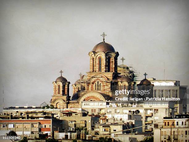st. mark's church - belgrade skyline imagens e fotografias de stock
