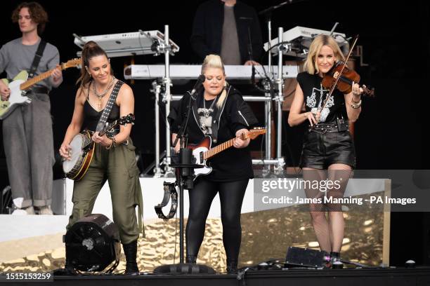 Emily Robison, Natalie Maines and Martie Maguire of The Chicks performing on stage at BST Hyde Park in London. Picture date: Saturday July 8, 2023.