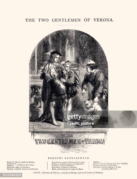 the two gentlemen of verona by william shakespeare (xxxl with many details) - verona new jersey stock illustrations