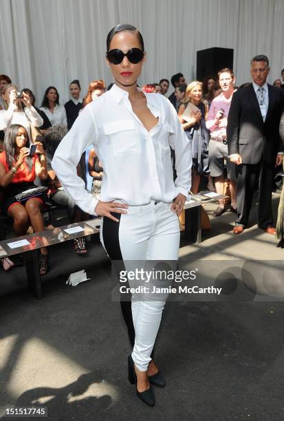 Alicia Keys attends the Edun show during Spring 2013 Mercedes-Benz Fashion Week at Skylight at Moynihan Station on September 8, 2012 in New York City.