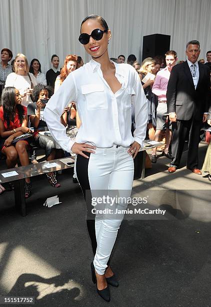 Alicia Keys attends the Edun show during Spring 2013 Mercedes-Benz Fashion Week at Skylight at Moynihan Station on September 8, 2012 in New York City.