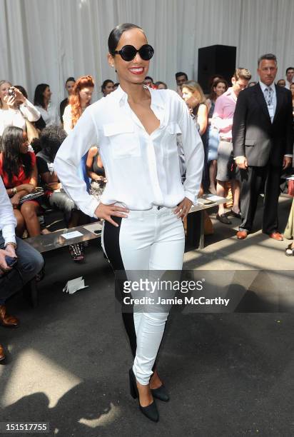 Alicia Keys attends the Edun show during Spring 2013 Mercedes-Benz Fashion Week at Skylight at Moynihan Station on September 8, 2012 in New York City.