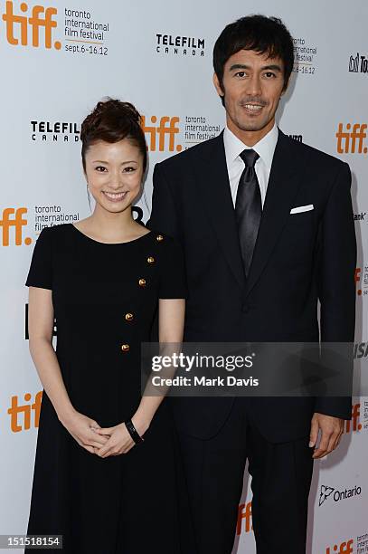 Aya Ueto and Hiroshi Abe attend the "Thermae Romae" premiere during the 2012 Toronto International Film Festival at Roy Thomson Hall on September 8,...