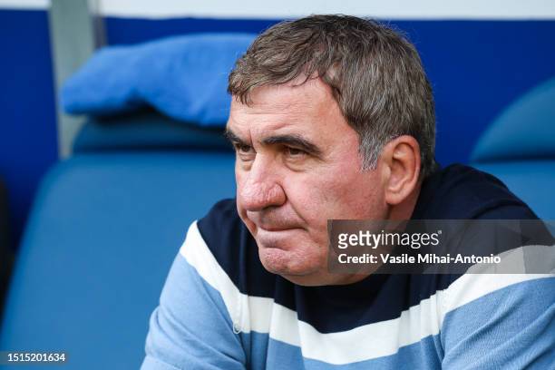 Gheorghe Hagi, head coach of Farul Constanta looks during the Romanian SuperCup Final match between Farul Constanta and Sepsi OSK at Ilie Oana...