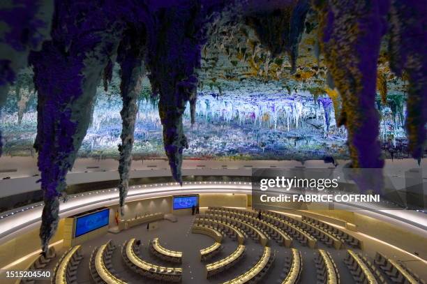 General view shows the renovated Room XX with its ceiling painted by Spanish artist Miquel Barcelo during its inauguration on November 18, 2008 at...