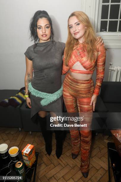 Mabel and Amelia Dimoldenberg attend the Strawberries & Creem and 2k management party at One Marylebone on July 8, 2023 in London, England.