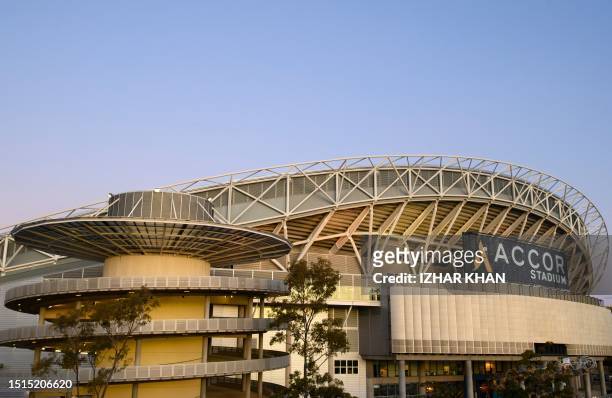 This photo taken on July 8, 2023 shows a general view of Accor Stadium in Sydney, one of the host stadiums of the matches of the upcoming Women's...