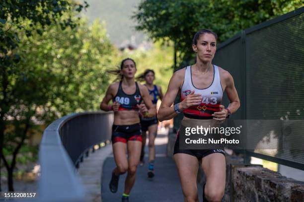 Competitors are taking part in the 2023 Olympus Race obstacle racing challenge in Andorra. Canillo, Andorra, on July 7, 2023.