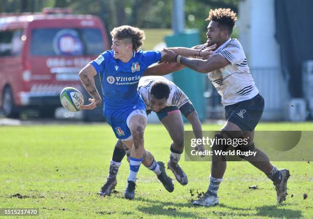 Simone Brisighella of Italy during the World Rugby U20 Championship 2023, 9th Place semi final match between Italy and Fiji at Paarl Gymnasium on...