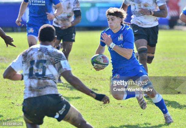 Filippo Bozzoni of Italy during the World Rugby U20 Championship 2023, 9th Place semi final match between Italy and Fiji at Paarl Gymnasium on July...