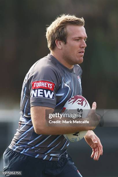 Jake Trbojevic trains during a New South Wales Blues State of Origin squad training session at Coogee Oval on July 05, 2023 in Sydney, Australia.