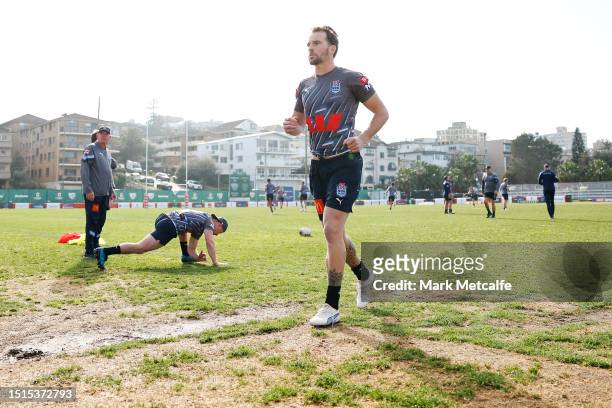 Clint Gutherson trains during a New South Wales Blues State of Origin squad training session at Coogee Oval on July 05, 2023 in Sydney, Australia.