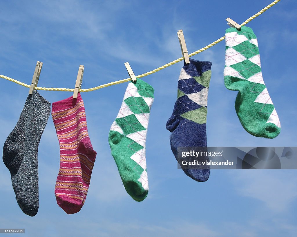 Socks on a clothes line