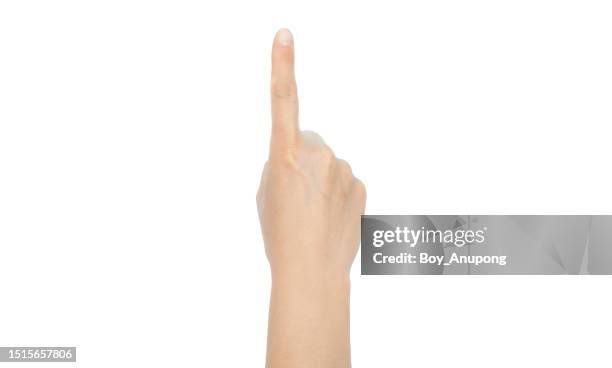 hand with pointing or touching gesture isolated on white background. - hand pointing ストックフォトと画像