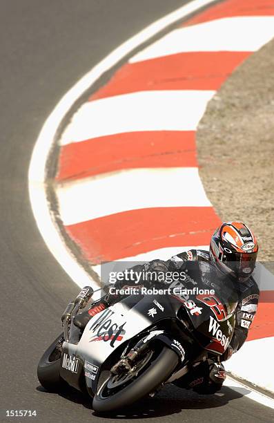 Loris Capirossi of Italy and the West Honda Pons Team in action during free practice for the Skyy Vodka Australian Grand Prix which is Round 15 of...