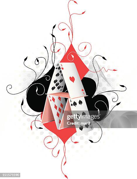 card tower - house of cards stock illustrations