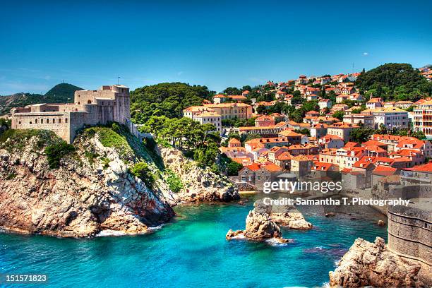 dubrovnik harbor - dubrovnik stock-fotos und bilder