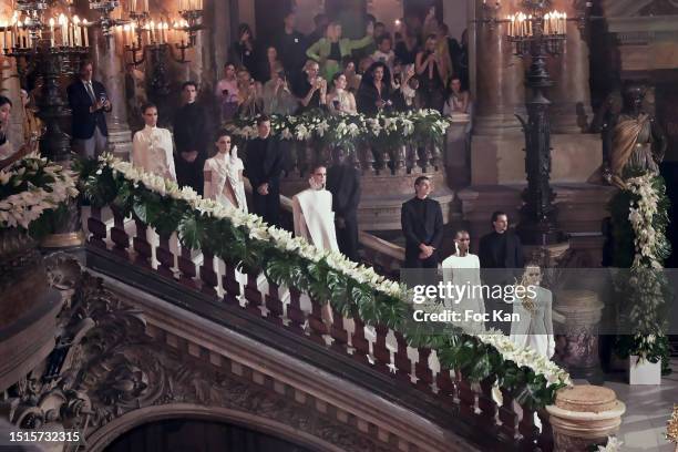 Models walk the runway during the Stéphane Rolland Haute Couture Fall/Winter 2023/2024 show as part of Paris Fashion Week at Opera Garnier on July...