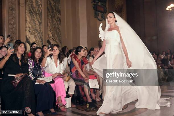 Model walks the runway during the Stéphane Rolland Haute Couture Fall/Winter 2023/2024 show as part of Paris Fashion Week at Opera Garnier on July...