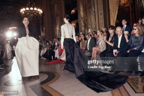 Model walks the runway during the Stéphane Rolland Haute Couture Fall/Winter 2023/2024 show as part of Paris Fashion Week at Opera Garnier on July...