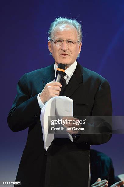 Jury President Michael Mann speaks on stage during the Award Ceremony at the 69th Venice Film Festival at the Palazzo del Cinema on September 8, 2012...