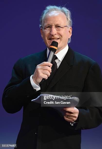 Jury President Michael Mann speaks on stage during the Award Ceremony at the 69th Venice Film Festival at the Palazzo del Cinema on September 8, 2012...