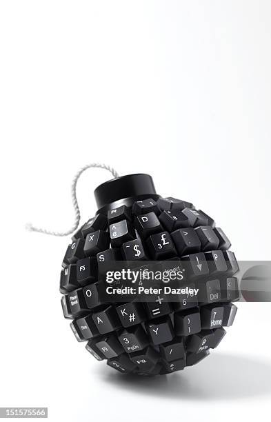 computer time bomb with financial keys - stealing idea stock pictures, royalty-free photos & images