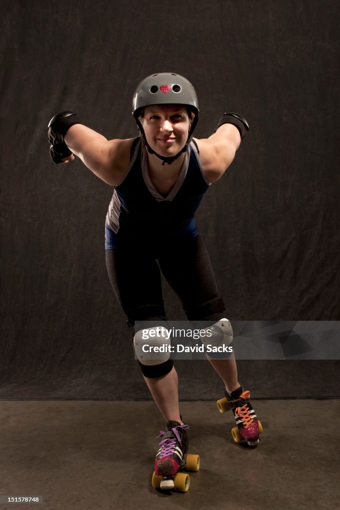 Young woman portraits on skates
