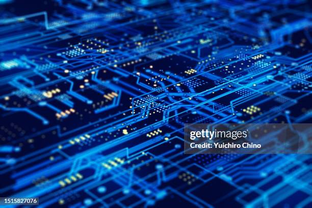 futuristic circuit board - apprendimento profondo foto e immagini stock