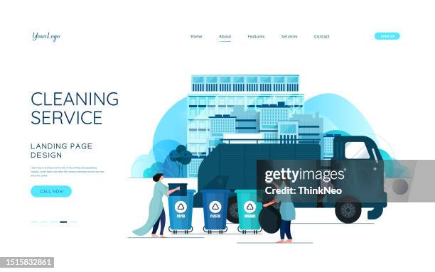people cleaning and collecting garbage concept - picking up garbage stock illustrations