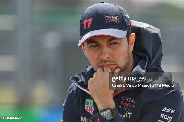 Sergio Perez of Mexico and Oracle Red Bull Racing during the F1 Grand Prix of Great Britain at Silverstone Circuit on July 9, 2023 in Northampton,...