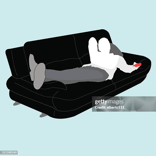 couch potato - holding remote control stock illustrations