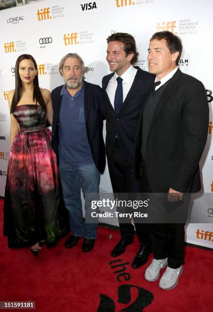 Actress Jennifer Lawrence , Actor Robert De Niro, Actor/ Executive Producer Bradley Cooper and Filmmaker David O. Russell attend the "Silver Linings...
