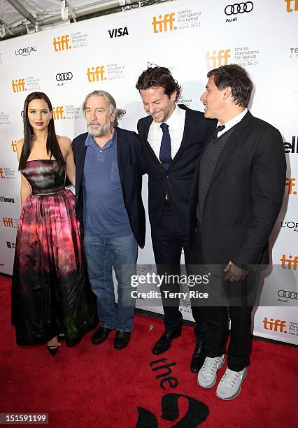 Actress Jennifer Lawrence , Actor Robert De Niro, Actor/ Executive Producer Bradley Cooper and Filmmaker David O. Russell attend the "Silver Linings...