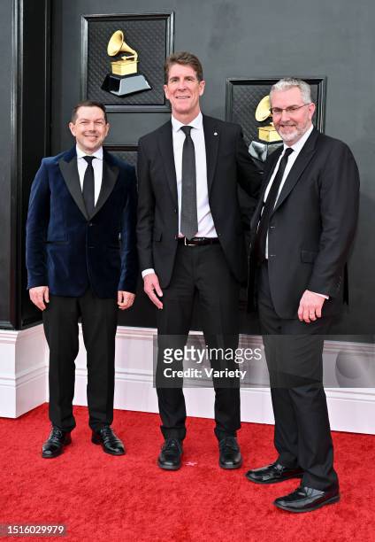 Doug Besterman, Cinco Paul, and Scott M. Riesett at the 64th Annual Grammy Awards held at the MGM Grand Garden Arena on April 3rd, 2022 in Las Vegas,...