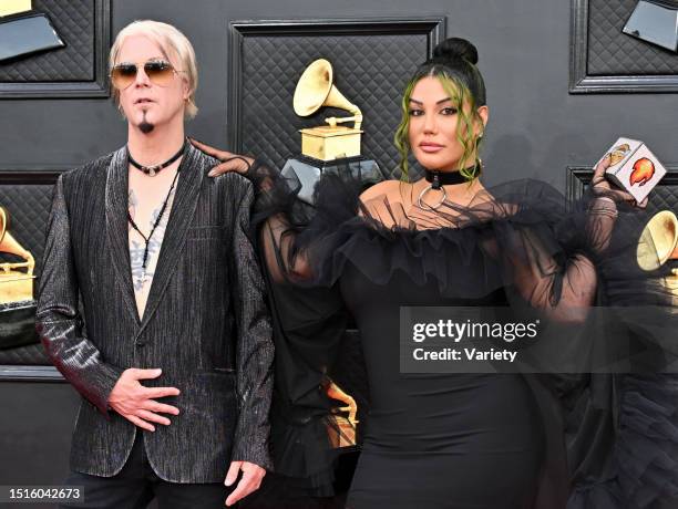 John 5 of Rob Zombie and Rita Lowery at the 64th Annual Grammy Awards held at the MGM Grand Garden Arena on April 3rd, 2022 in Las Vegas, Nevada.