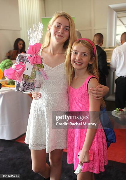 Violet Green and Blue Green attend the Red CARpet event hosted by Britax and Ali Landry at SLS Hotel on September 8, 2012 in Beverly Hills,...