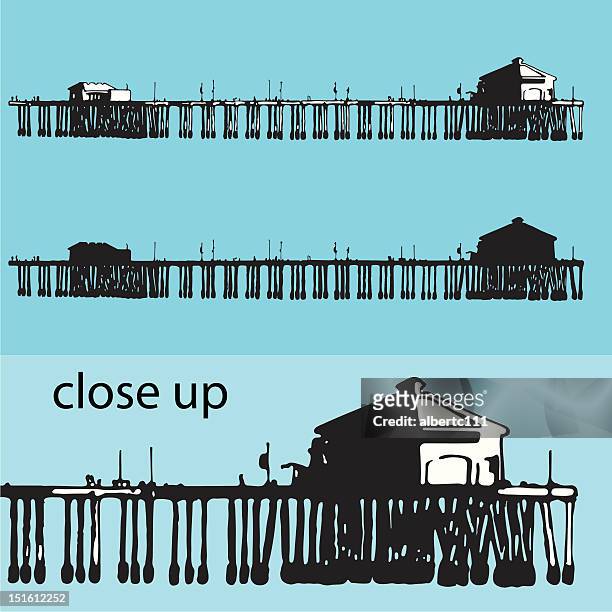 illustration des pier - huntington beach california stock-grafiken, -clipart, -cartoons und -symbole