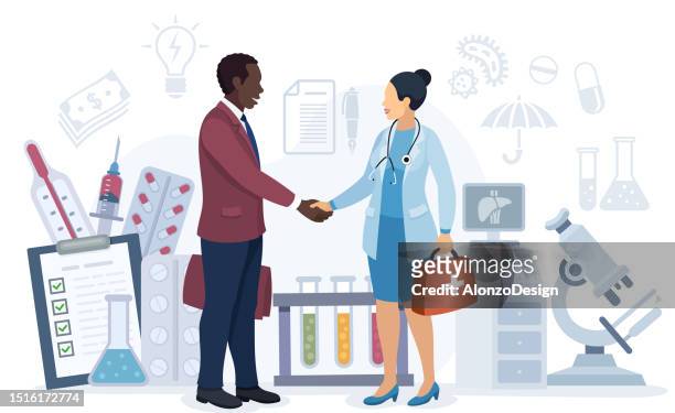 business and medicine. healthcare and money. - business meeting customer service stock illustrations