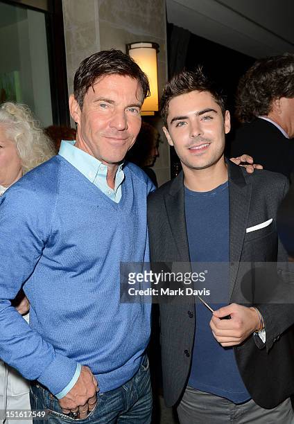 Actors Dennis Quaid and Zac Efron attend the Sony Pictures cocktail hour during the 2012 Toronto International Film Festival at the Creme Brasserie...