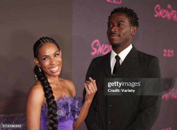 Angela Lewis and Damson Idris at the premiere of 'Snowfall' Season 5 held at Grandmaster Recorders on February 17, 2022 in Los Angeles, California.