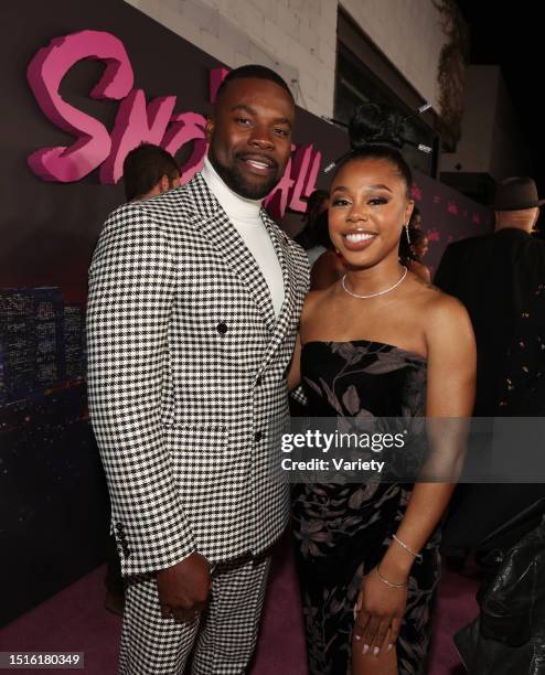 Amin Joseph and Gail Bean at the premiere of 'Snowfall' Season 5 held at Grandmaster Recorders on February 17, 2022 in Los Angeles, California.