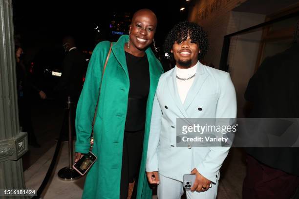 Christine Horn and Isaiah John at the premiere of 'Snowfall' Season 5 held at Grandmaster Recorders on February 17, 2022 in Los Angeles, California.