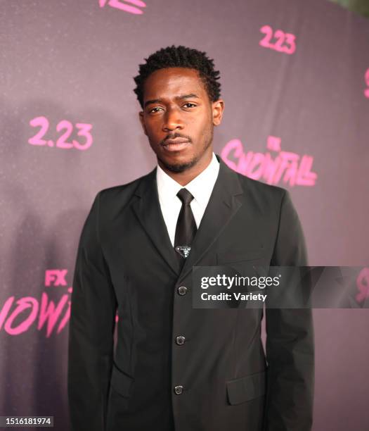 Damson Idris at the premiere of 'Snowfall' Season 5 held at Grandmaster Recorders on February 17, 2022 in Los Angeles, California.