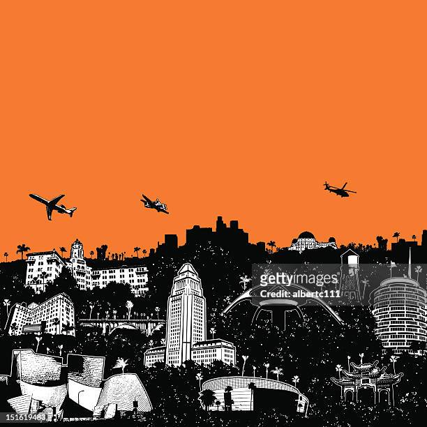 los angeles cityscape - pasadena california stock illustrations