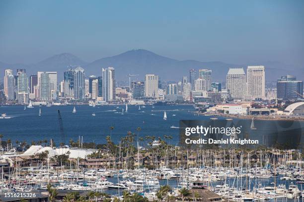 General view of downtown San Diego and San Diego bay on July 04, 2023 in San Diego, California.