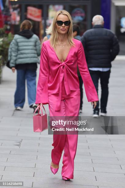 Amanda Holden leaving Heart Breakfast Radio Studios on July 05, 2023 in London, England.