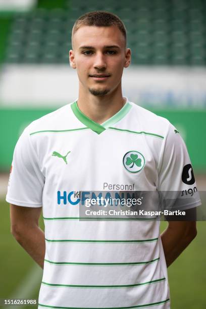 Tim Lemperle of SpVgg Greuther Fürth poses during the team presentation at Sportpark Ronhof Thomas Sommer on July 04, 2023 in Fuerth, Germany.
