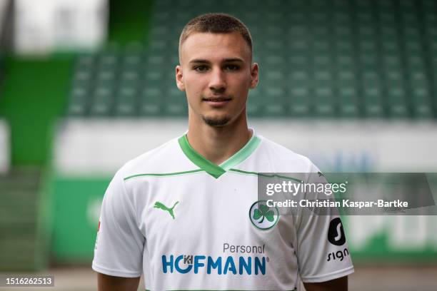 Tim Lemperle of SpVgg Greuther Fürth poses during the team presentation at Sportpark Ronhof Thomas Sommer on July 04, 2023 in Fuerth, Germany.